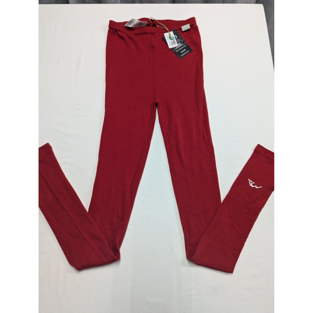 Merino.tech Red 100% Merino Wool 250g Midweight Base Layer Leggings Youth XL NWT